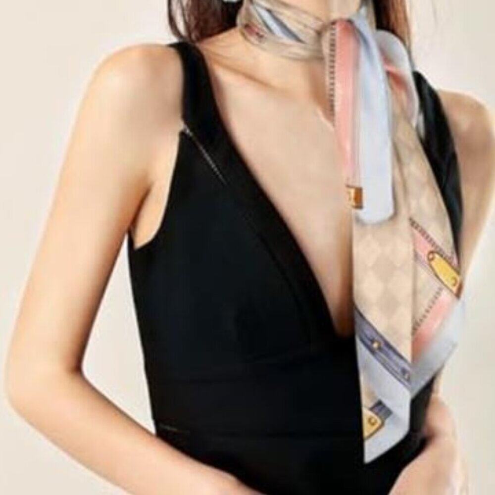 Elegant silk-like square scarf timeless classic pattern 27.5 x 27.5 inches